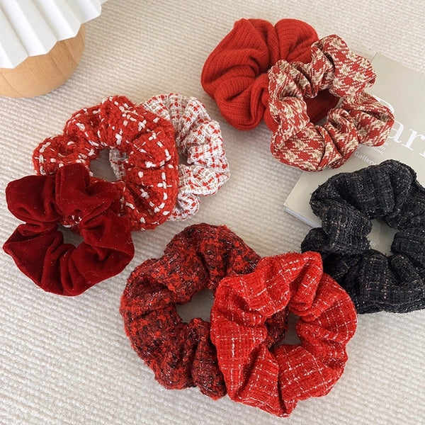 Women's Simple Style Streetwear Plaid Cloth Hair Tie