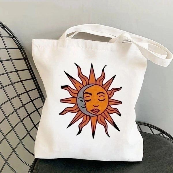 Women's Simple Style Sun Moon Shopping Bags