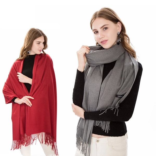 Women's Minimalist Tassel Solid Color Imitation Cashmere Scarf