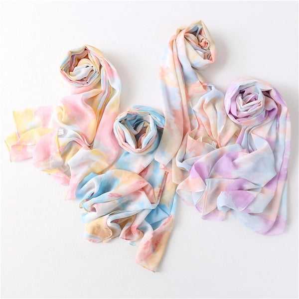 Women's Minimalist Tie Dye Chiffon Scarf