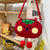 Women's Small Canvas Cartoon Cute Square Oval Zipper Shoulder Bag