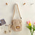 Women's Small Corduroy Bear Cute Streetwear Square Zipper Crossbody Bag