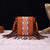 Women's Small Cotton And Linen Geometric Ethnic Style Tassel Square Flip Cover Straw Bag