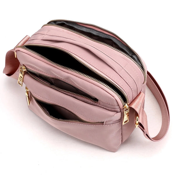 Women's Small Nylon Solid Color Basic Classic Style Square Zipper Shoulder Bag Crossbody Bag