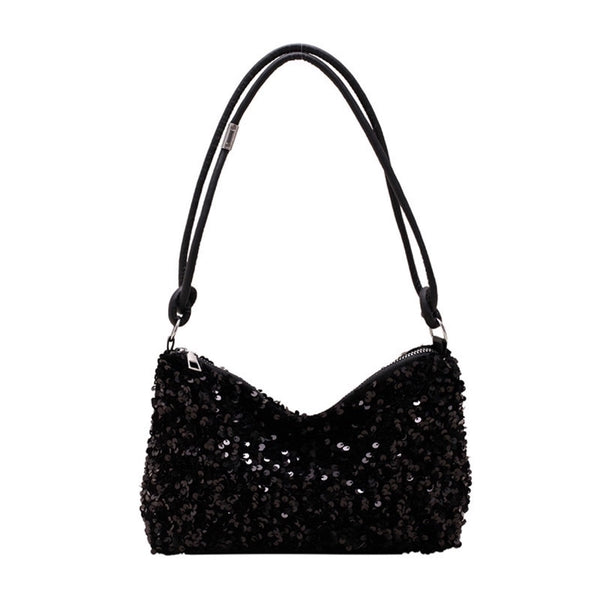 Women's Small Polyester Sequins Vintage Style Streetwear Dumpling Shape Zipper Shoulder Bag Underarm Bag