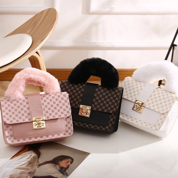 Women's Small Pu Leather Argyle Vintage Style Classic Style Lock Clasp Crossbody Bag