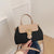 Women's Small Pu Leather Color Block Elegant Flip Cover Square Bag