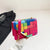 Women's Small Pu Leather Color Block Streetwear Square Magnetic Buckle Shoulder Bag Crossbody Bag