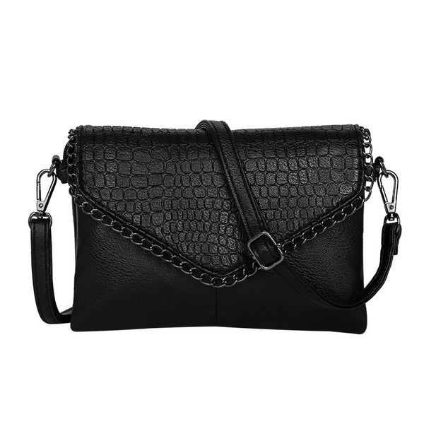 Women's Small Pu Leather Crocodile Fashion Chain Square Flip Cover Crossbody Bag