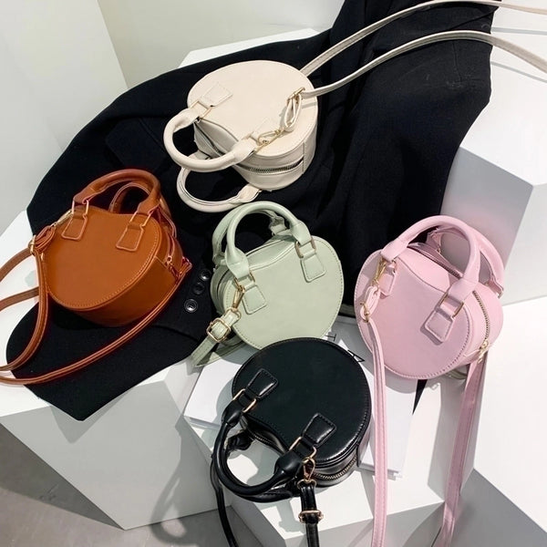 Women's Small Pu Leather Heart Shape Solid Color Streetwear Heart-shaped Zipper Shoulder Bag Handbag Crossbody Bag