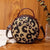 Women's Small Pu Leather Leopard Streetwear Round Zipper Handbag