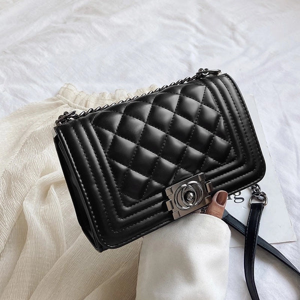 Women's Small Pu Leather Lingge Fashion Square Flip Cover Crossbody Bag