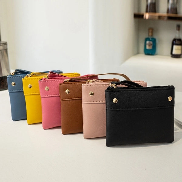 Women's Small Pu Leather Solid Color Basic Classic Style Square Zipper Coin Purse