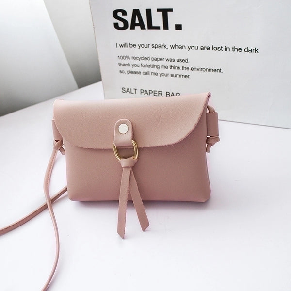 Women's Small Pu Leather Solid Color Basic Square Flip Cover Shoulder Bag Crossbody Bag