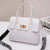 Women's Small Pu Leather Solid Color Classic Style Square Lock Clasp Handbag