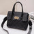 Women's Small Pu Leather Solid Color Classic Style Square Lock Clasp Handbag