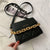 Women's Small Pu Leather Solid Color Fashion Chain Square Lock Clasp Crossbody Bag