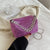 Women's Small Pu Leather Solid Color Fashion Rhinestone Chain Square Zipper Crossbody Bag