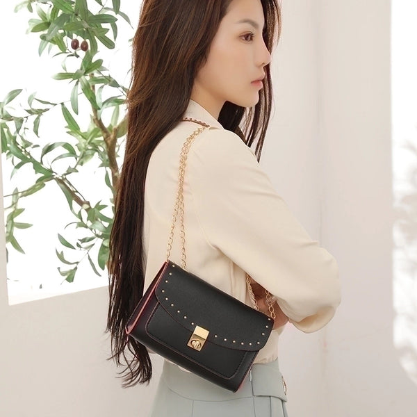 Women's Small Pu Leather Solid Color Fashion Square Flip Cover Crossbody Bag