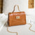 Women's Small Pu Leather Solid Color Fashion Square Lock Clasp Crossbody Bag