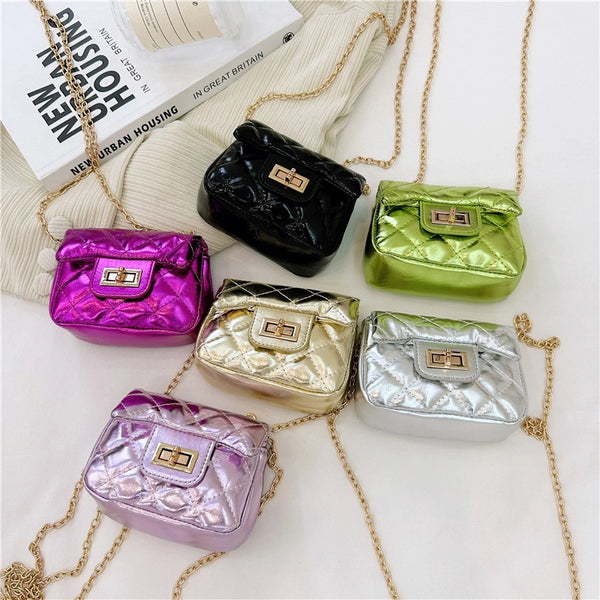 Women's Small Pu Leather Solid Color Lingge Streetwear Square Lock Clasp Shoulder Bag Crossbody Bag