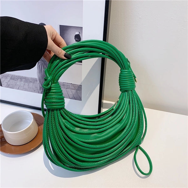 Women's Small Pu Leather Solid Color Streetwear Knot Thread Bundle Weaving Dumpling Shape Zipper Crossbody Bag