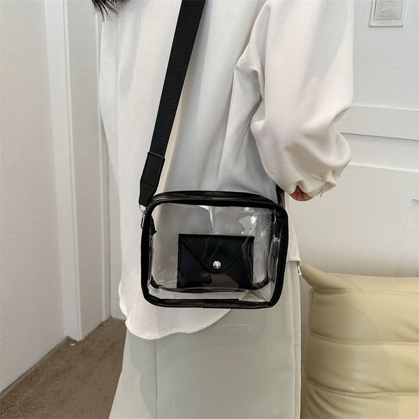 Women's Small Pvc Solid Color Streetwear Square Zipper Crossbody Bag