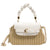 Women's Small Straw Color Block Fashion Weave Square Flip Cover Handbag