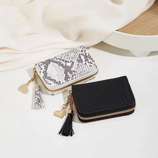 Women's Snakeskin Pu Leather Zipper Card Holders