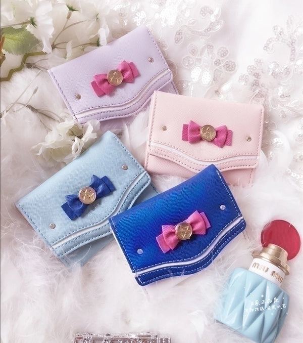 Women's Solid Color Bow Knot Pu Leather Flip Cover Wallets