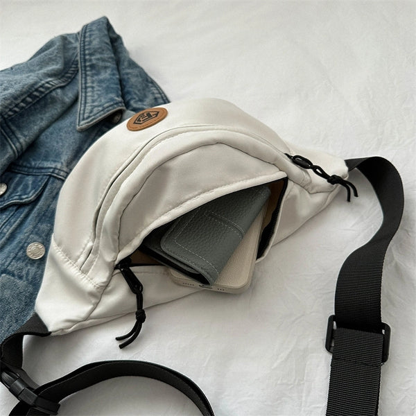 Women's Solid Color Canvas Zipper Shoulder Bag Crossbody Bag