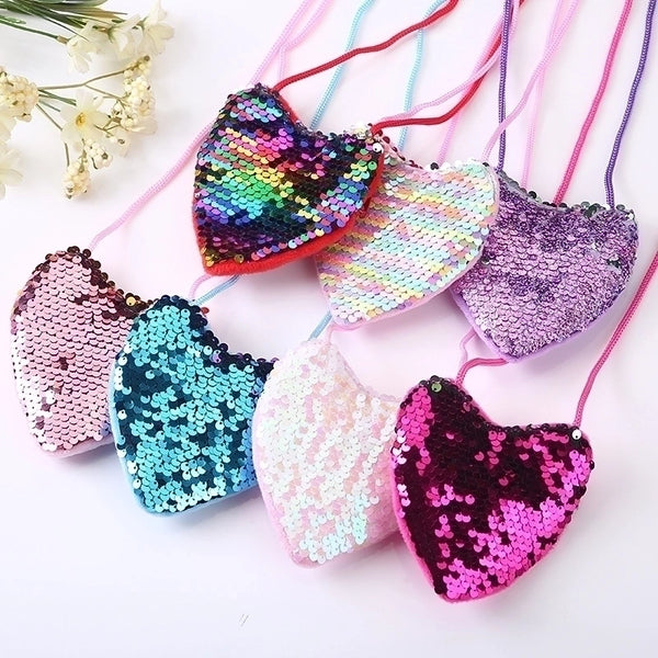 Women's Solid Color Cloth Sequins Zipper Kids Wallets