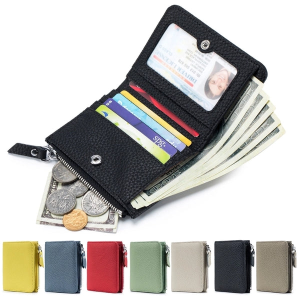 Women's Solid Color Leather Side Zipper Wallets