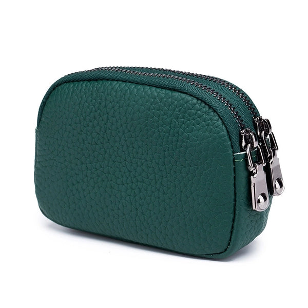 Women's Solid Color Leather Zipper Coin Purses