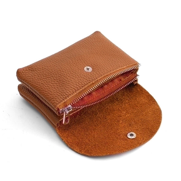 Women's Solid Color Leather Zipper Wallets