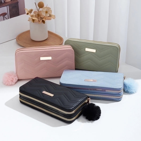 Women's Solid Color PVC Zipper Wallets