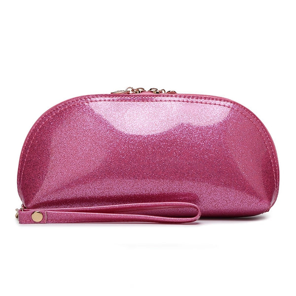 Women's Solid Color Patent Leather Zipper Wallets