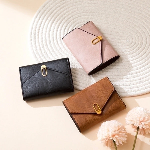 Women's Solid Color Pu Leather Buckle Coin Purses