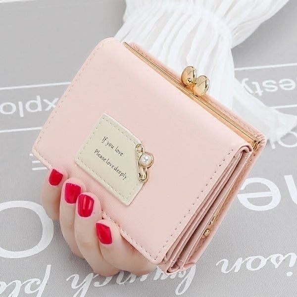 Women's Solid Color Pu Leather Clasp Frame Wallets