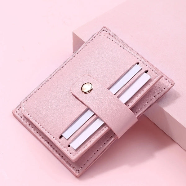 Women's Solid Color Pu Leather Flip Cover Card Holders