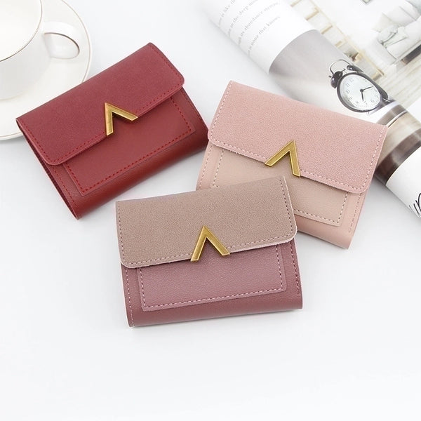 Women's Solid Color Pu Leather Flip Cover Wallets