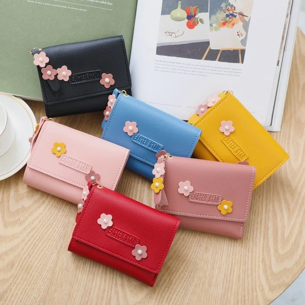 Women's Solid Color Pu Leather Flip Cover Wallets