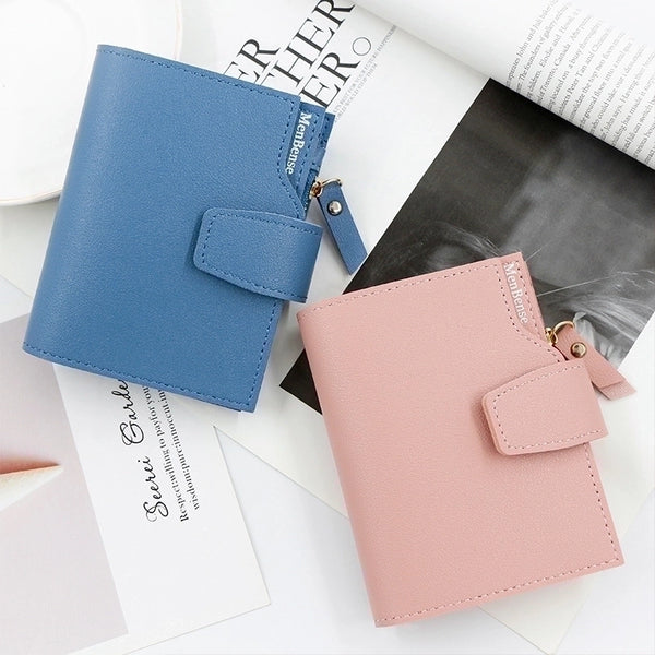 Women's Solid Color Pu Leather Zipper Buckle Wallets