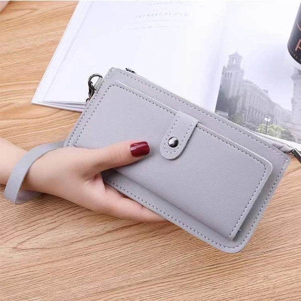 Women's Solid Color Pu Leather Zipper Buckle Wallets