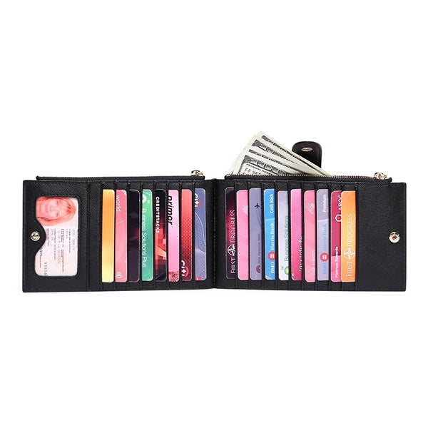 Women's Solid Color Pu Leather Zipper Card Holders