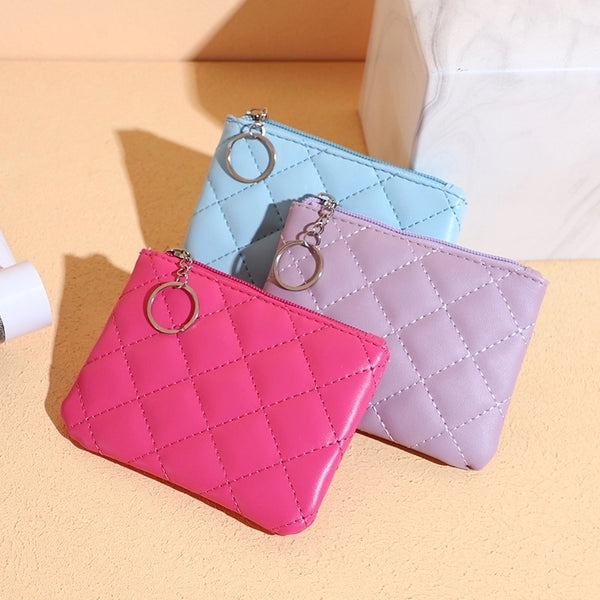 Women's Solid Color Pu Leather Zipper Coin Purses