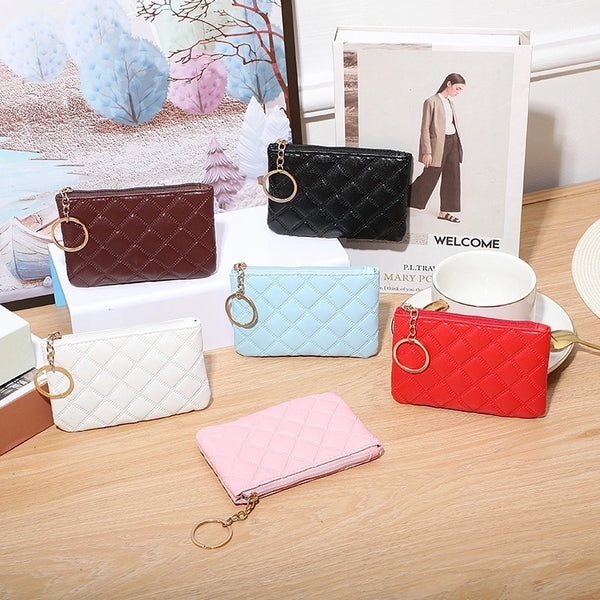 Women's Solid Color Pu Leather Zipper Coin Purses