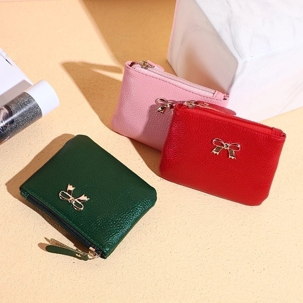 Women's Solid Color Pu Leather Zipper Coin Purses