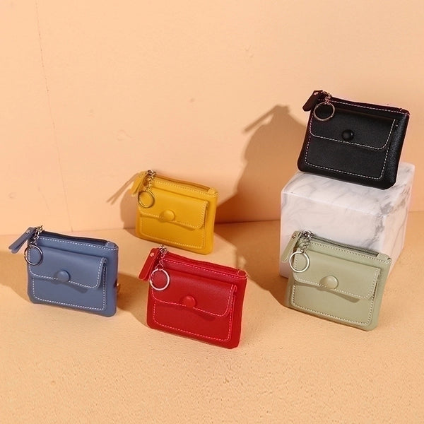 Women's Solid Color Pu Leather Zipper Coin Purses