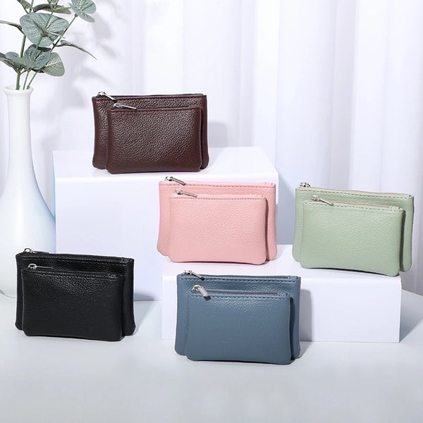 Women's Solid Color Pu Leather Zipper Coin Purses